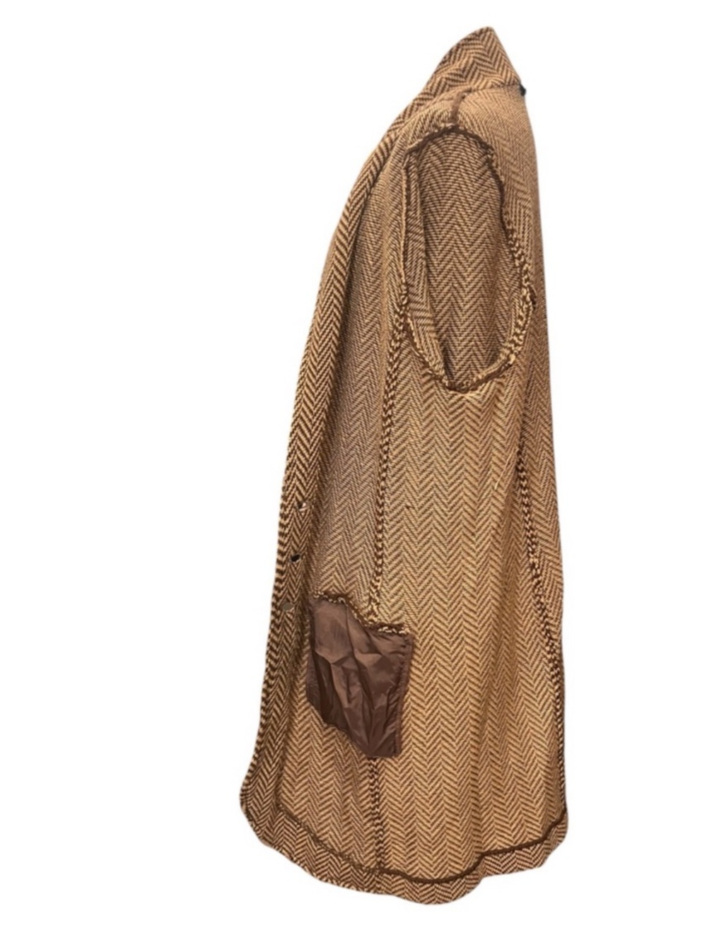 Lauren Ralph Lauren 1X Brown Herringbone Wool Cashmere Long Blazer Jacket - Picture 9 of 14